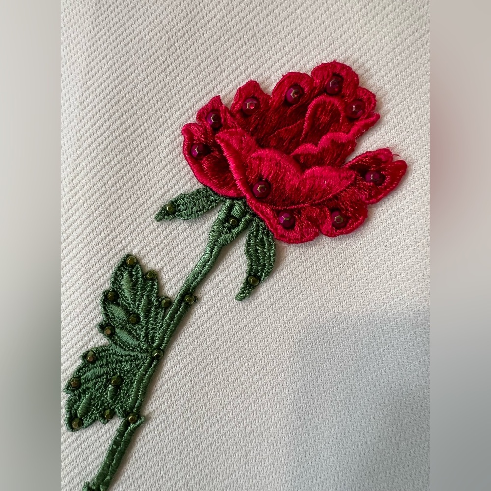 VINTAGE 2 Piece Western Embroidered Rose Set (Button-Up + Flare Pant) - Picture 3 of 14